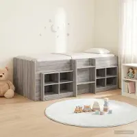 Prolenta Maison Exclusive - Bedframe in loftstijl met kast, 3 stuks, grijs Sonoma, houtvezel