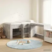 Prolenta Maison Exclusive - Stapelbed met bureau voor kinderen, 2 stuks, betonkleur