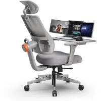 NEWTRAL Ergonomische Bureaustoel met Afneembaar Bureau - Adaptieve Lendensteun - 3D-verstelbare Armleuningen- 96°-126° Kantelfunctie - Hoofdsteun- Verstelling van de zitdiepte