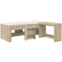 Syfax Hoge Bed Frame met Bureau voor Kinderen 2 st Sonoma Eiken