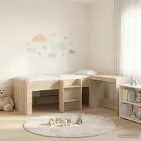 Prolenta Maison Exclusive - Stapelbed met bureau voor kinderen, 2 stuks, Sonoma eikenhout