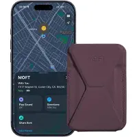 MOFT Traceerbare Magnetische Kaarthouder - Met Apple Find My - Wallet Compatibel met MagSafe - Pasjeshouder met Standaard - Vegan Leer - Portemonnee 2 Pasjes - Paars