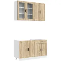 vidaXL Keukenelement PORTO, 4 stuks, Sonoma-eikenhout fineer