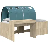 Syfax Bed met Tunnel 3 st Artisian Eik en Lichtblauw Bewerkt hout