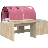 vidaXL Bed met tunnel, 3 stuks, Sonoma eikenhout en roze houtvezel