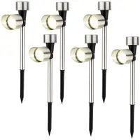 Lumineo Solar spotlight - 10x - tuinpad verlichting - RVS - op zonne energie - 23 cm - prikspotjes - buiten