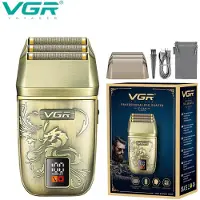 VGR V-349 Scheerapparaat Mannen – Professionele Triple Foil Shaver – Titanium Scheerfolie – LED Display – USB Oplaadbaar – Goud
