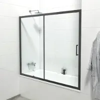 Marenza Slide Quick Fit Badwand - 2 delige schuifdeur - 170x150cm - 6mm veiligheidsglas - anti kalk - mat zwart SAQ6121-170B