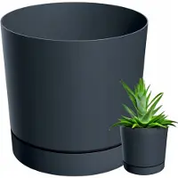 Prosperplast Bloempot met schotel, antraciet, plastic, 23,9 cm, Tubo