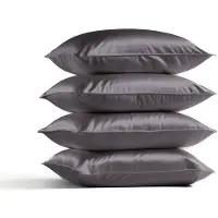Silk Heaven 4x Zijden Kussensloop 50x60cm Antraciet Hotelsluiting 19 Momme - Kussensloop set - Luxe Silk Kussensloop 100% moerbei zijde - Zijde kussensloop - - 50x60cm / Hotelsluiting