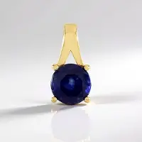 Cavill - Luxe Hanger 18K Goud Verguld - 925 Sterling Zilver - Blauwe Ronde Saffier 1.035 ct - Elegant Tijdloos Design - Madagaskar Edelsteen