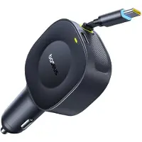 Baseus PrimeTrip VR2 Autolader 60W met Uitrekbare USB-C Kabel Zwart
