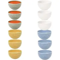 Secret De Gourmet Soepkommen Memphis - D14 cm - groen / geel / wit/ blauw - 12x stuks - keramiek