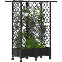 vidaXL Verhoogd Bed met Trellis en Dak Zwart 124 x 40 x 127 cm PP