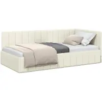 vidaXL Hoek Bed Frame met hoofdeinde Crème 100 cm x 200 cm Fluweel