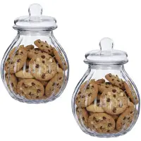 Alessandro luxe voorraadpot - 2x - snoeppot - glas - met deksel - 4 liter - koekjes - snoepjes - 20 x 27 cm