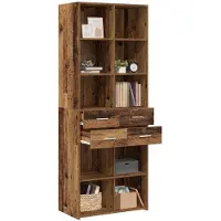 vidaXL Boekenkast Oud hout 30 x 42,4 x 185,2 cm Bewerkt hout