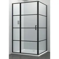 Linea Uno - Rana 120 x 90 - Mat zwart - Douchecabine - - Nano coating - Easy Clean - Douchewand - 131001