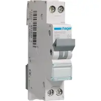 Hager installatieautomaat 1 MHN B-Karakteristiek 1P en N, meeschakelende nul