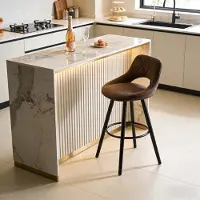 HAUSS SPOLE Barkruk – Modern Design – Comfortabele Zitting Met Rugleuning En Antislip Poten – Voor Keuken En Bar – Donkerbruin