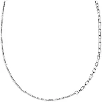Lucleon New Classics | 4 mm zilverkleurige roestvrijstalen ketting met dubbele rechthoekige en vierkante box chain schakel