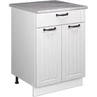 Vicco Onderkast voor spoelbak/kookplaat Fame-Line, Wit Landhuis/Wit, 60 cm met lade, WB Marmer