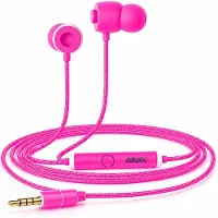 Grixx oordopjes met draad - 3.5mm jack - microfoon - handsfree Bellen - roze