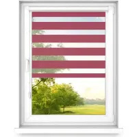 Time4blinds - Dubbele Rolgordijnen Zonder Boren - Zebra-Rolgordijnen voor Ramen en Deuren - om te Plakken, met Aluminium Cassette, Lichtdoorlatende Stof - Rood , 1600x1500, Links