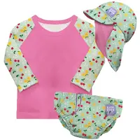 Bambino Mio 3-delige baby zwemset met herbruikbare zwemluier, UV-zwemshirt en zonnehoedje - Juicy Fruit motief