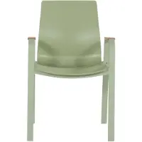Hartman Tuinstoel Flow Stackable Armchair With Teak Look Armrests Soft Green Frame Soft Green Seat