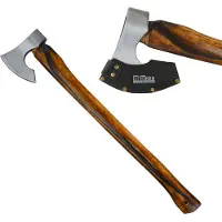 Baumarktplus TRUTZHOLM Vintage Staal - 850g Kop Houthakkersbijl 700mm - Gevlamd Hickory Hout Handbijl inclusief Leren Beschermer