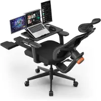 NEWTRAL Ergonomische Bureaustoel met Afneembaar Bureau -Adaptieve Lendensteun - 4D-verstelbare Armleuningen- 96°-136° Kantelfunctie - Hoofdsteun- Verstelling van de zitdiepte