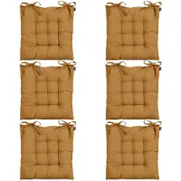 Mica Decorations stoelkussen Paddy matras - 6x - cognac bruin - 46 x 46 x 7 cm - touwtjes sluiting - binnen/buiten