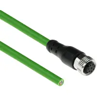 ACT SC3809 Industriële Sensor kabel | M12A 8-Polig Female naar Open End | Ultraflex TPE kabel | Afgeschermd | IP67 | Groen | 5 meter