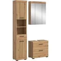Furnilux Moderne 3-delige badcombinatie in hoge kast- wastafelkast en spiegelkast