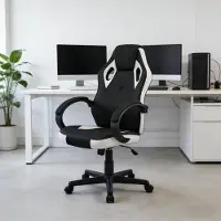 HAUSS SPOLE Bureaustoel - Ergonomisch Met Hoofdsteun - Voor Kantoor, Gaming En Thuisgebruik - Metaal En Mesh - Zwart Wit
