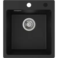CECIPA Spoelbak Keuken 40x45cm - Spoelbak Keuken Zwart - Graniet Keuken Spoelbak - 1 Basin Undermount Spoelbak - 80% Kwarts Zand Keuken Spoelbak (Zonder Zeepdispenser)