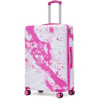 MODFU - Reiskoffer - 360° Dubbele Zwenkwielen En Cijferslot - Modern - Voor Verre Reizen - Polycarbonaat - Roze - 71 Cm