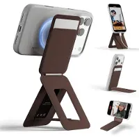 MOFT Tripod Wallet - Kaarthouder & Uitklapbare Standaard 20CM - Compatibel met MagSafe - MOVAS Vegan Leer - Magnetische Portemonnee 2 Pasjes - Bruin