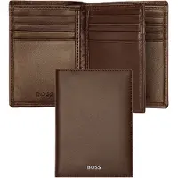 HUGO BOSS Leren Kaarthoes Classic Smooth Trifold Card Case Brown Bruine