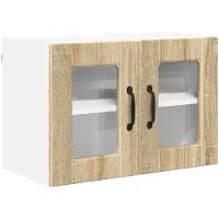 vidaXL Wandglas Kasten PORTO Sonoma Eik 60 x 31 x 40 cm Bewerkt hout