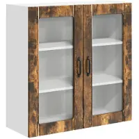 vidaXL Wandglas Kasten LUCCA Gerookt eiken 80 x 31 x 80 cm