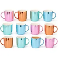 Gerimport Koffie / thee mok Metallic - 12x stuks - multi kleuren - 350 ml - mokken - keramiek