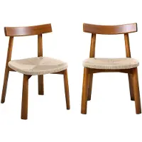 Sweeek - Set van 2 scandinavische stoelen van rubberhout met zitting van touw - tilda