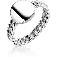 Zinzi zilveren ring gourmet rond glad plaatje ZIR1783