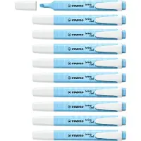 Stabilo swing cool - Markeerstift - Perfect Voor Onderweg - Pastel - Luchtig Blauw - Doos 10 stuks