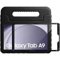 HappyCase Candy+ Kinder Hoes Geschikt voor Samsung Galaxy Tab A11 / Tab A9 | Tablethoes met Ingebouwde Screenprotector | Kindvriendelijk | Beschermhoes | Handvat en Standaard | Kinderhoes | Zwart
