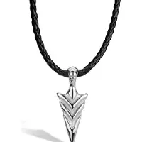 SERASAR Lederen Halsband Man [Arrow] - Zilver 60cm - Premium Sieraden