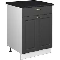 Vicco Onderkast voor spoelbak/kookplaat Fame-Line, Anthrazit-Gold Landhaus/Wit, 60 cm met lade, WB Antraciet