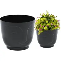 Lamela ATENA Pot Zwart Glans Ø14cm H12,2cm - Stijlvolle Kunststof Bloempot